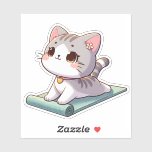 Niedlich Chibi Yoga Cat Aufkleber