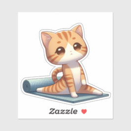 Niedlich Chibi Yoga Cat Aufkleber