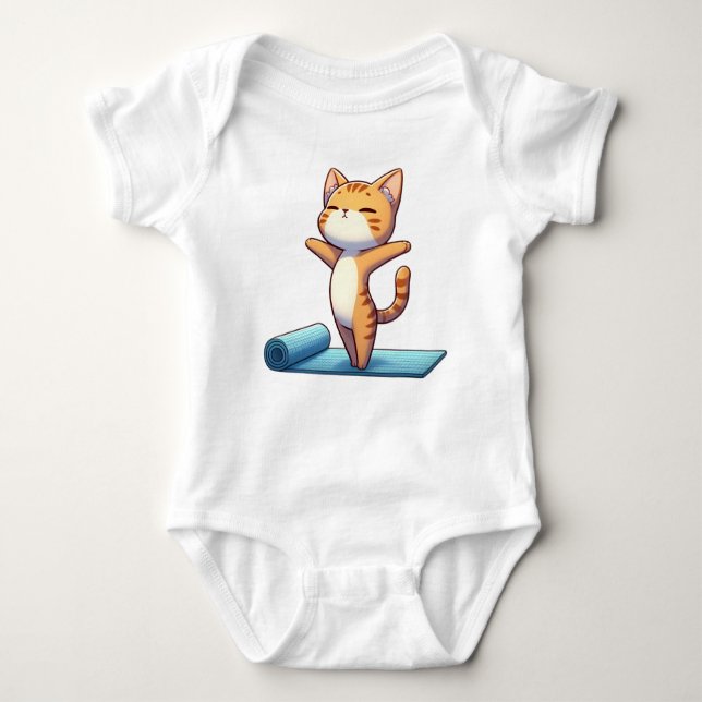 Niedlich Chibi Yoga Cat Baby Strampler (Vorderseite)