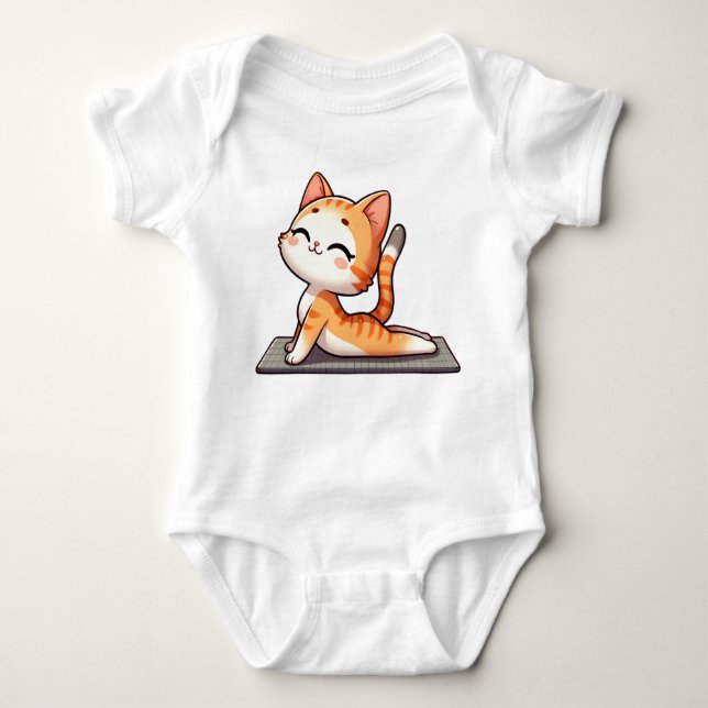 Niedlich Chibi Yoga Cat Baby Strampler (Vorderseite)