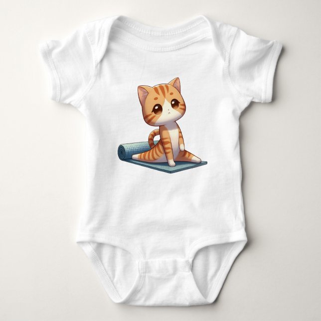 Niedlich Chibi Yoga Cat Baby Strampler (Vorderseite)