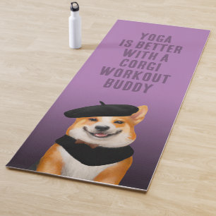 Niedlich Chic Corgi Dog Wearing Beret & Bandana Yogamatte