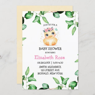 Niedlich Chic Duckling Green Ivy Blätter Kinderdus Einladung