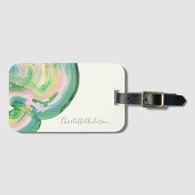 Niedlich Chic Green Abstrakt Marble Rücksendeadres Gepäckanhänger (Vorderseite (Horizontal))