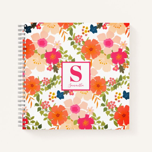 Niedlich Chic Monogram Floral Notizbuch (Vorderseite)
