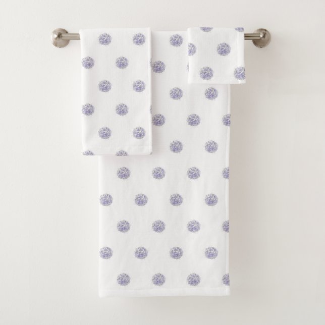 Niedlich Chic Muster Blume Lavender Polka Dot Badhandtuch Set (Insitu)