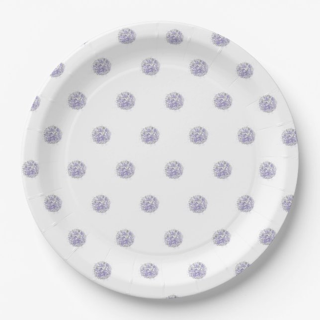 Niedlich Chic Muster Blume Lavender Polka Dot Blue Pappteller (Vorderseite)
