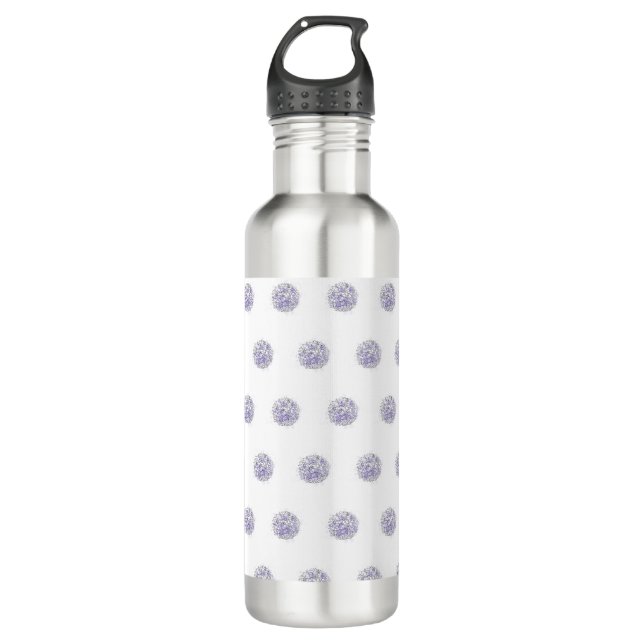 Niedlich Chic Muster Blume Lavender Polka Dot Edelstahlflasche (Vorderseite)