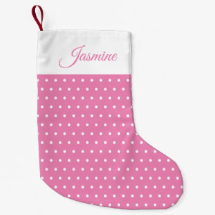 Niedlich Chic Name Pink und White Polka Dot Kleiner Weihnachtsstrumpf