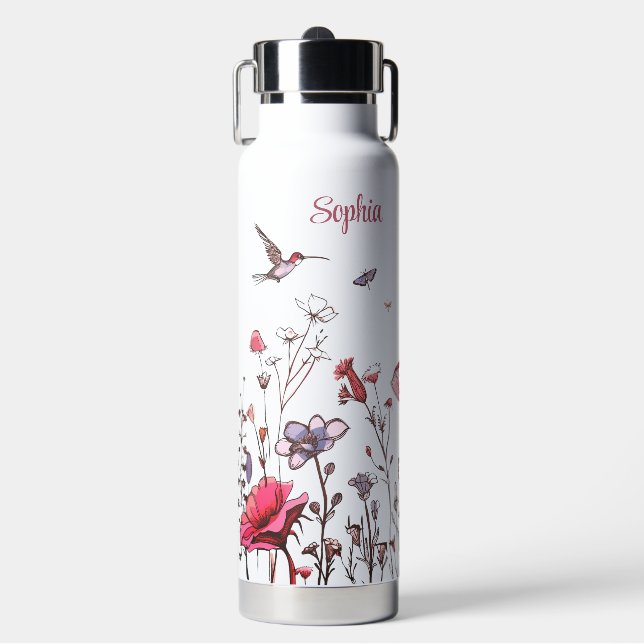 Niedlich Chic Personalisierte Wildblume Trinkflasche (Vorderseite)
