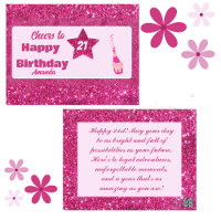 Niedlich Chic Pink Glitzer Cheers 21 Happy Birthda