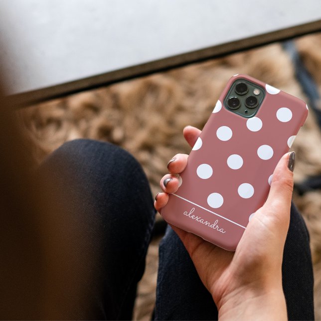 Niedlich Chic Pink Polka Dot Muster Personalisiert Case-Mate iPhone Hülle (Von Creator hochgeladen)
