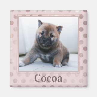 Niedlich Chic Pink Polka Dot Pet Foto Magnet