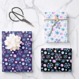 Niedlich Chic Snowflake Wasserfarben Weihnachten Geschenkpapier Set