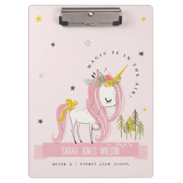 Niedlich Chic Whimsical Magical Unicorn Rosa Prinz Klemmbrett