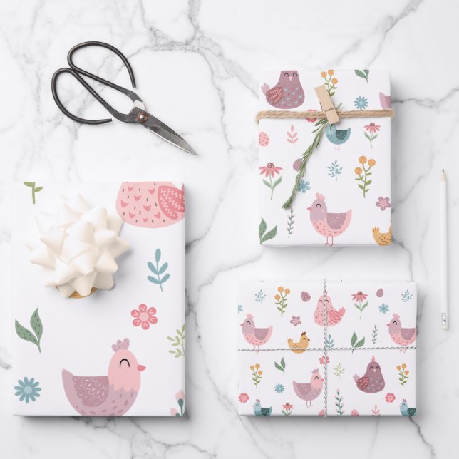 Niedlich Chick Birthday Geschenkpapier Set (Vorderseite)