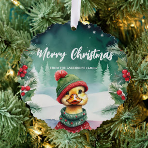 Niedlich Chick Duck Weihnachten Weihnachtsfeier Fa Ornament Karte