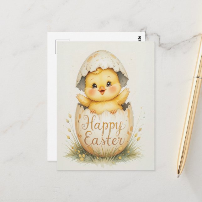 Niedlich Chick Happy Oaster Gruß Postkarte (Vorderseite/Rückseite Beispiel)