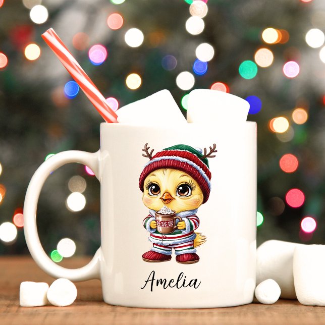Niedlich Chick Personalisiert Weihnachten Tasse (Baby chick personalized Christmas mug. )