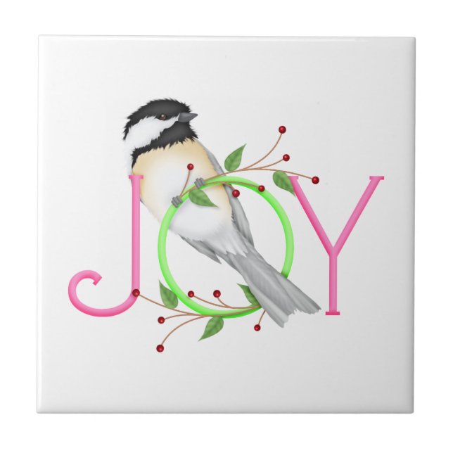 Niedlich Chickadee "Joy" Fliese (Vorderseite)