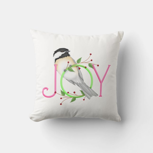 Niedlich Chickadee "Joy" Kissen (Vorderseite)