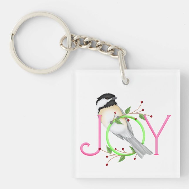 Niedlich Chickadee "Joy" Schlüsselanhänger (Vorderseite)