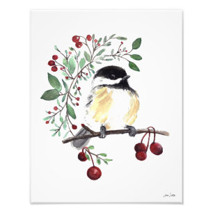 Niedlich Chickadee Watercolor Fotodruck
