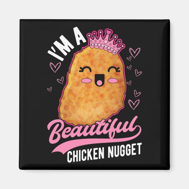 Niedlich Chicken Nugget Girl Feinschmecker Queen Magnet (Vorne)