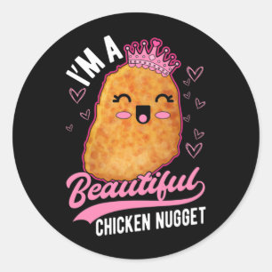 Niedlich Chicken Nugget Girl Feinschmecker Queen Runder Aufkleber