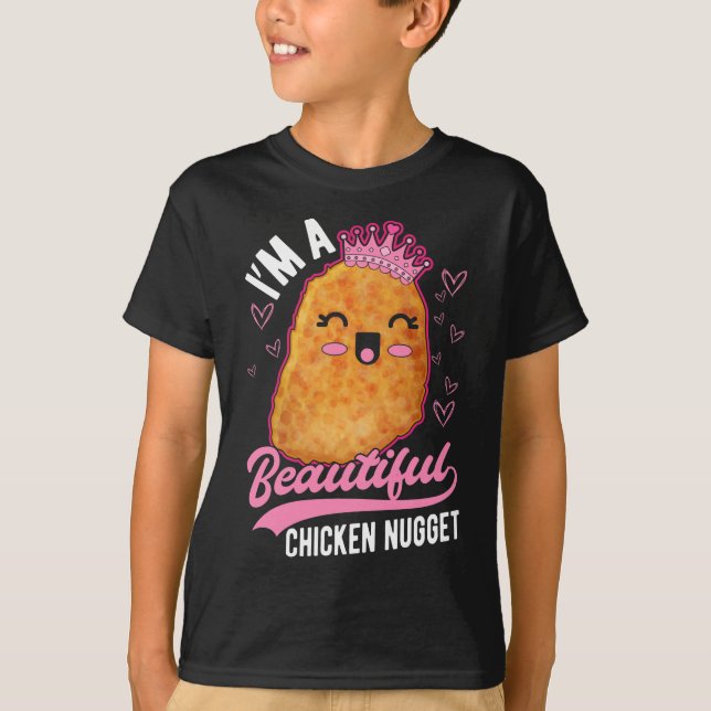 Niedlich Chicken Nugget Girl Feinschmecker Queen T-Shirt (Vorderseite)