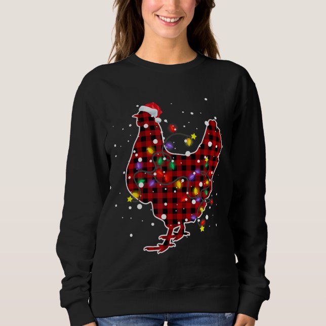 Niedlich Chicken Red Kariert Christma Sweatshirt (Vorderseite)