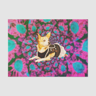 Niedlich Chihuahua Floral Pink Aquamarin Boho Hund Seidenpapier