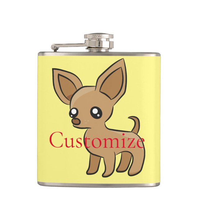 Niedlich Chihuahua Mama Art Thunder_Cove Flachmann (Vorderseite)