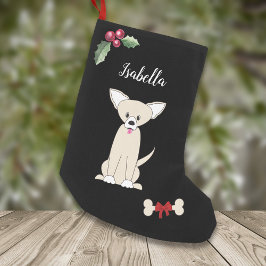 Niedlich Chihuahua Monogram Black Kleiner Weihnachtsstrumpf