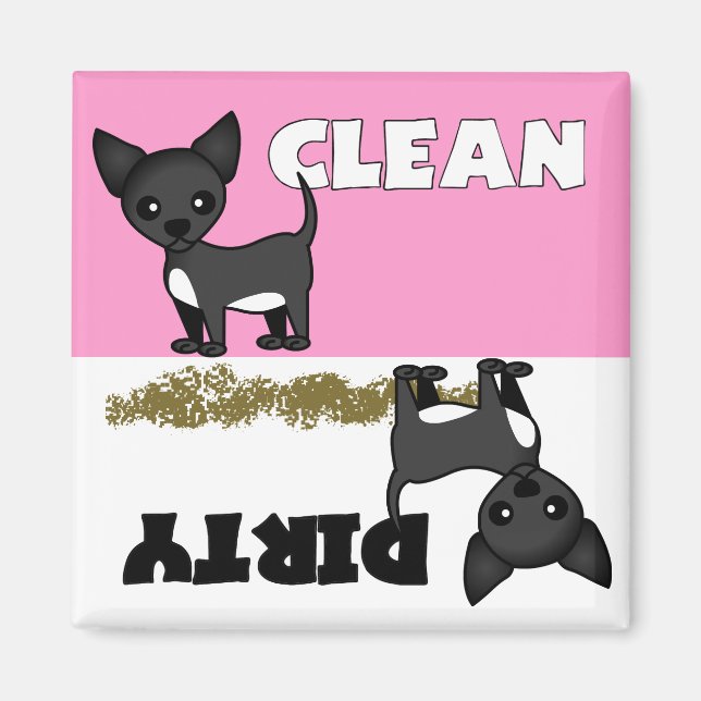 Niedlich Chihuahua Sauberkeit / Geschirrspülmaschi Magnet (Vorne)
