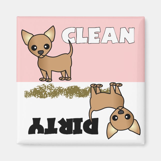 Niedlich Chihuahua Sauberkeit / Geschirrspülmaschi Magnet (Vorne)