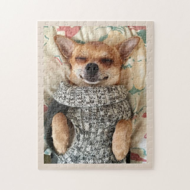 NIEDLICH CHIHUAHUA TRAARING SWEATER JIGSAW PUZZLE (Vertikal)