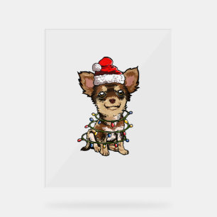 Niedlich Chihuahua Weihnachtsbaum Lichter Xmas Do Acrylschild