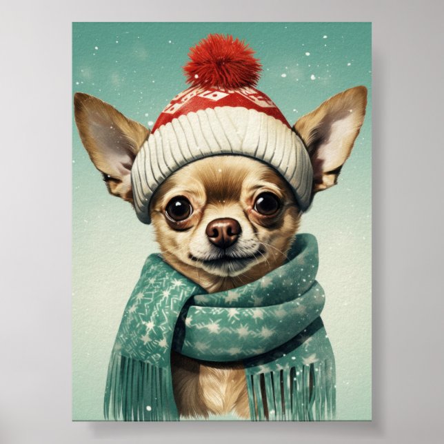 Niedlich Chihuahua Weihnachtskunst: Adventure Holi Poster (Vorne)