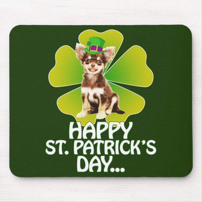 Niedlich Chihuahua Welppy Hat St. Patrick Day Mousepad (Vorne)