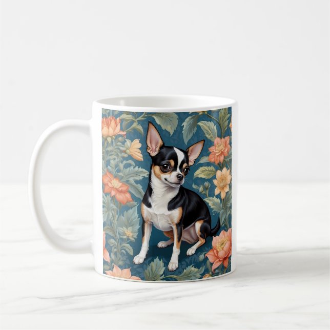 Niedlich Chihuahua William Morris Inspirierte Flor Kaffeetasse (Links)