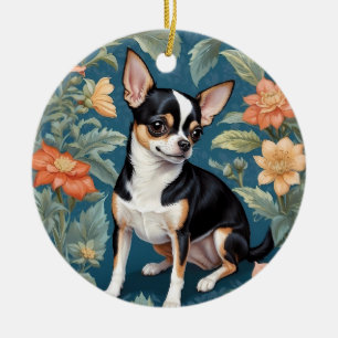 Niedlich Chihuahua William Morris Inspirierte Flor Keramik Ornament