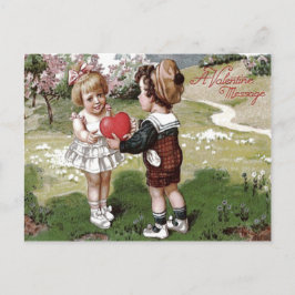 Niedlich Children Couple Heart Daisy Postkarte