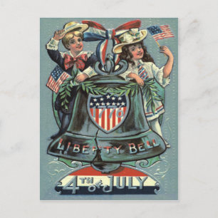 Niedlich Children Liberty Bell Wreath Ribbon Postkarte