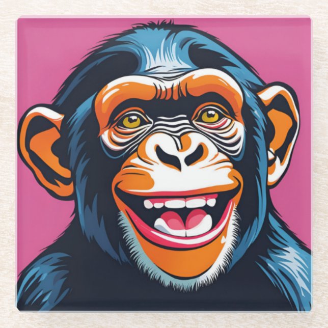 Niedlich Chimpanzee Laughs Glasuntersetzer (Vorderseite)