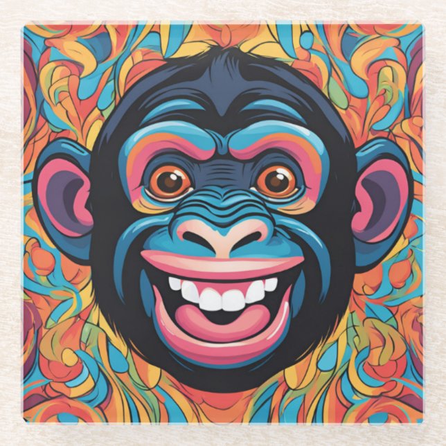 Niedlich Chimpanzee Laughs Glasuntersetzer (Vorderseite)