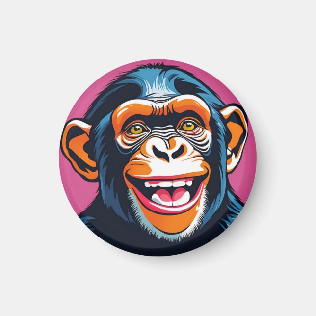 Niedlich Chimpanzee Laughs Magnet (Vorne)