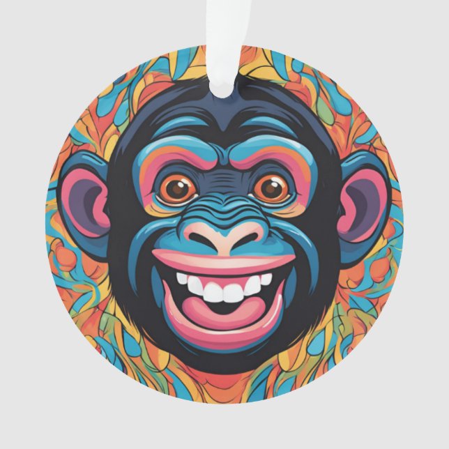 Niedlich Chimpanzee Laughs Ornament (Vorderseite)