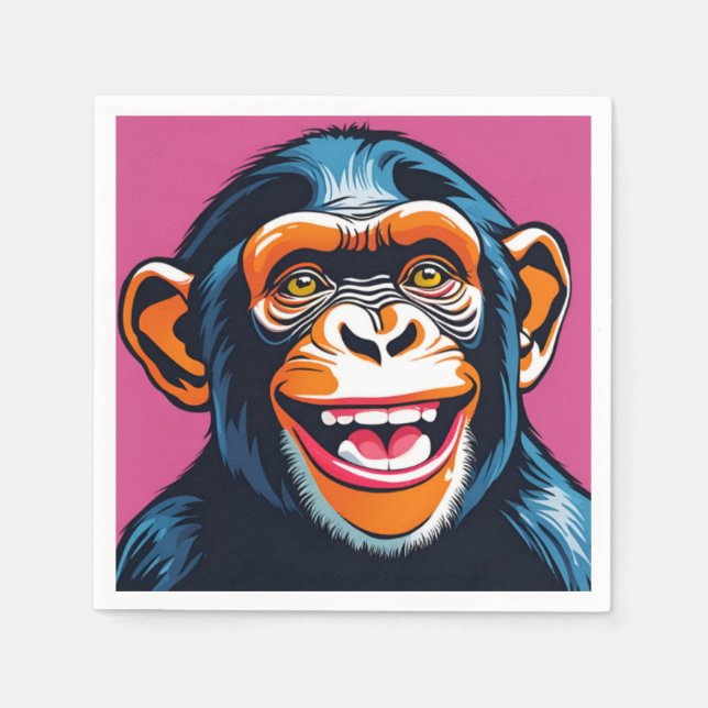 Niedlich Chimpanzee Laughs Serviette (Vorderseite)