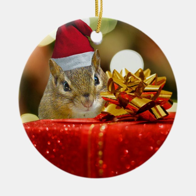 Niedlich Chipmunk Frohe Weihnachten Keramikornament (Vorne)